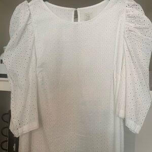 White blouse with puffy sleeves. Brand is A New Day. Size 1X NWT